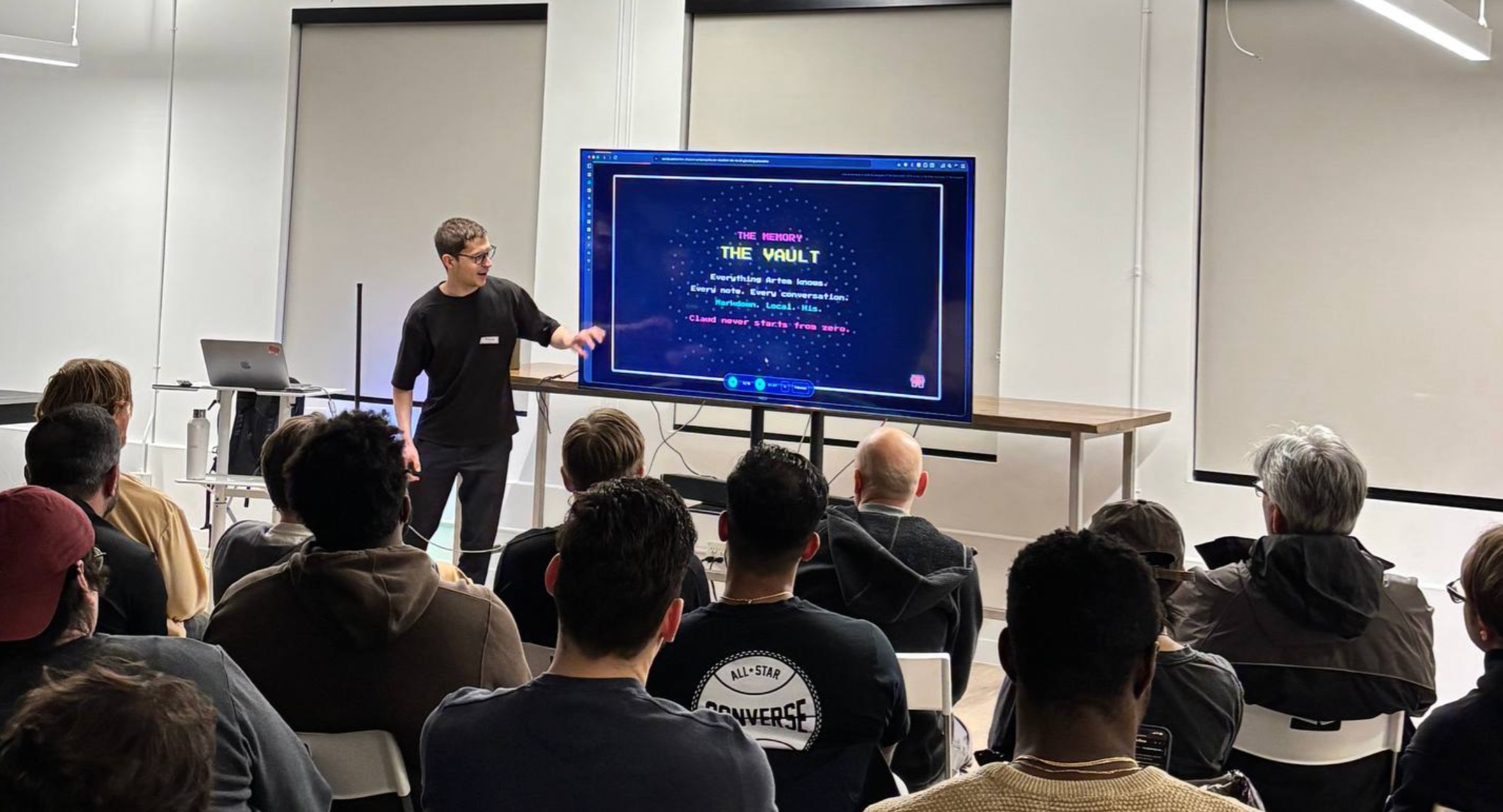 Artem presenting at meetup