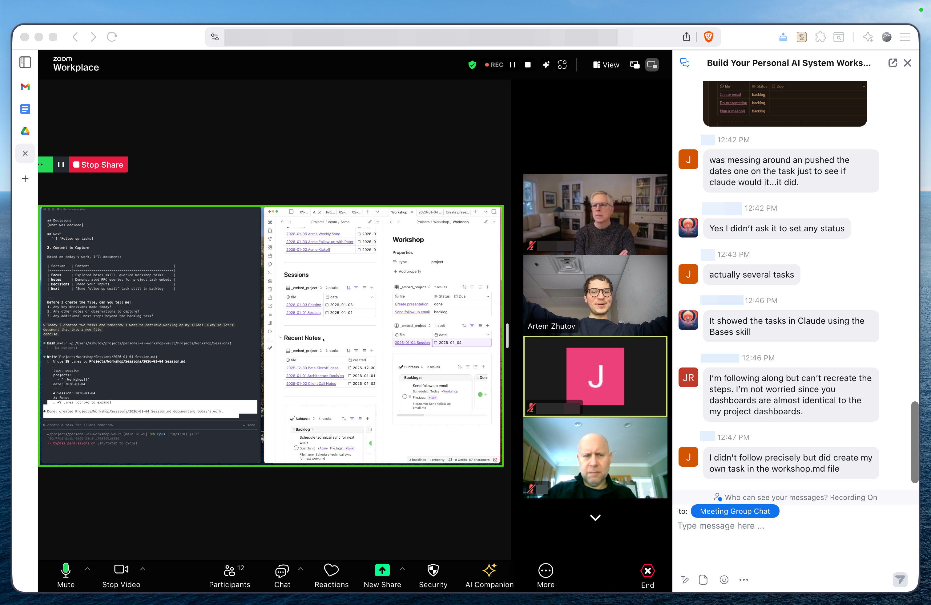 Workshop Cohort 1 live session